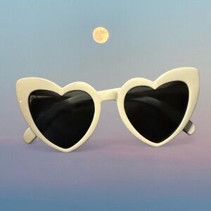 Pale green heart-shaped cat eye sunglasses